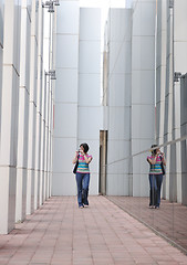 Image showing beautiful young woman in the city