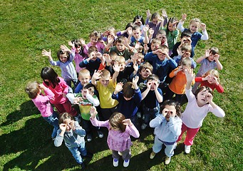 Image showing preschool  kids outdoor have fun