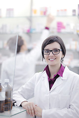 Image showing team of pharmacist chemist woman  in pharmacy drugstore