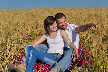 Image showing happy couple in wheat field