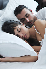 Image showing young couple have good time in their bedroom