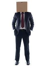 Image showing business man with an box on his head