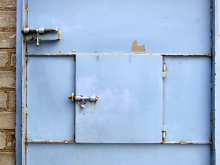 Image showing Steel grunge factory door