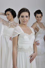 Image showing portrait of a three beautiful woman in wedding dress