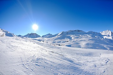 Image showing High mountains under snow in the winter