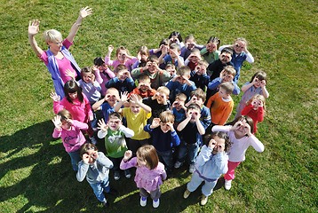 Image showing preschool  kids outdoor have fun