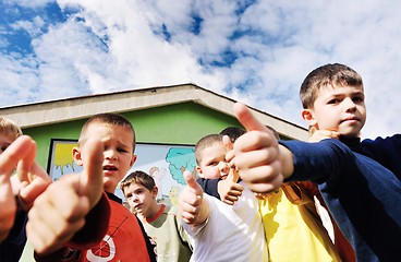 Image showing preschool  kids outdoor have fun