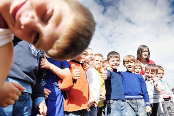 Image showing preschool  kids outdoor have fun