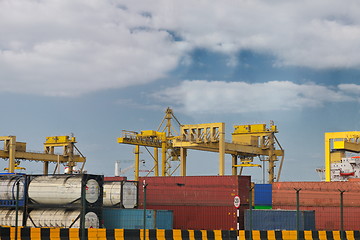 Image showing container ship leaving the container port terminal