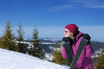 Image showing winter woman ski