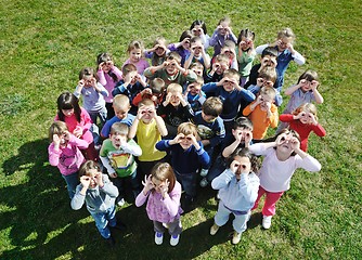 Image showing preschool  kids outdoor have fun