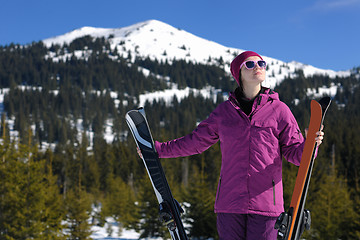 Image showing winter woman ski