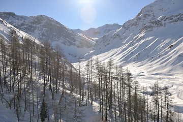 Image showing High mountains under snow in the winter