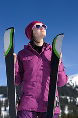 Image showing winter woman ski