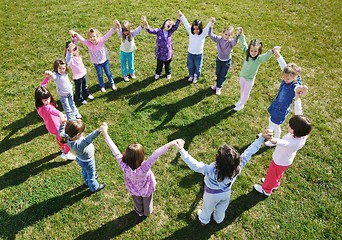 Image showing preschool  kids outdoor have fun