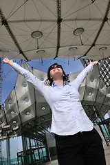 Image showing tourist woman have fun in france