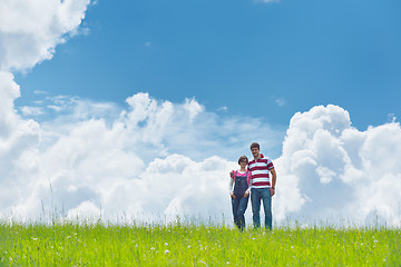 Image showing romantic young couple in love together outdoor