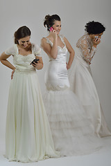 Image showing portrait of a three beautiful woman in wedding dress