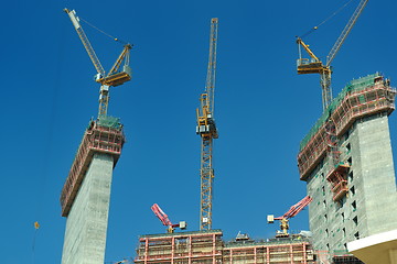 Image showing Construction site with crane