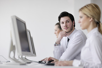 Image showing business people group working in customer and help desk office