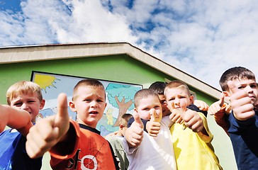 Image showing preschool  kids outdoor have fun