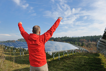 Image showing Male solar panel engineer at work place