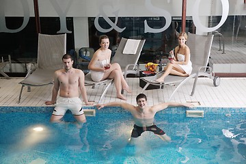 Image showing yung people group at spa swimming pool