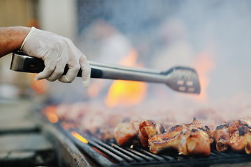 Image showing Barbecue with chicken  grill