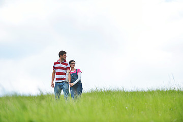 Image showing romantic young couple in love together outdoor