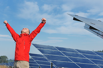 Image showing Male solar panel engineer at work place