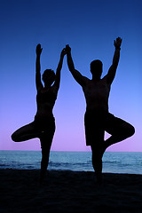 Image showing Beach yoga