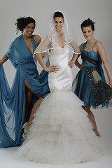 Image showing portrait of a three beautiful woman in wedding dress