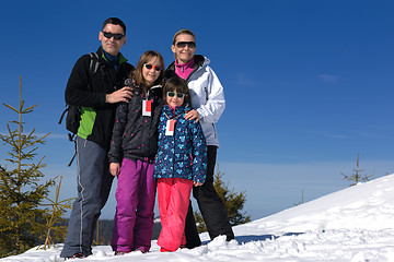 Image showing portrait of happy young family at winter
