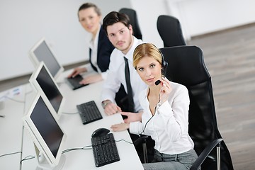 Image showing business people group working in customer and help desk office