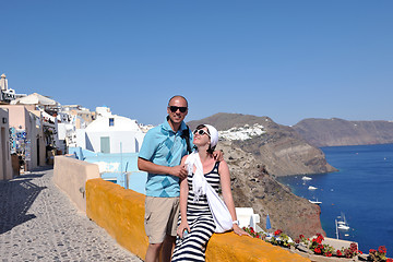 Image showing happy young couple tourists in greece