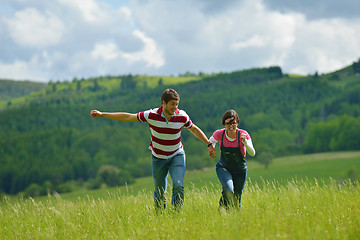 Image showing romantic young couple in love together outdoor