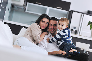 Image showing happy young family have fun  at home