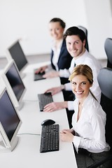 Image showing business people group working in customer and help desk office