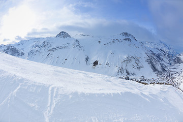 Image showing High mountains under snow in the winter