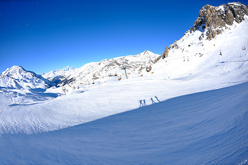 Image showing High mountains under snow in the winter