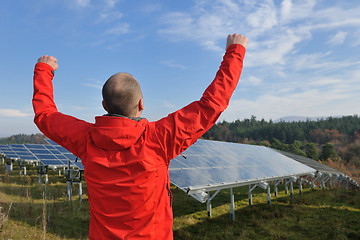 Image showing Male solar panel engineer at work place