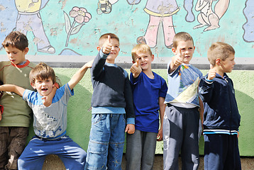 Image showing preschool  kids outdoor have fun