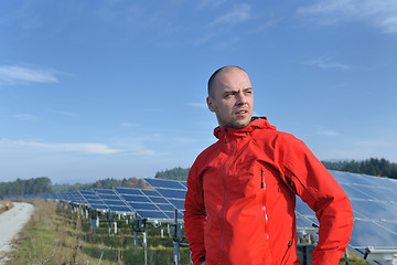 Image showing Male solar panel engineer at work place