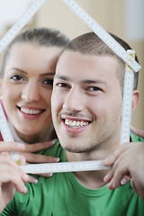 Image showing Young couple moving in new house