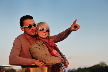 Image showing couple in love  have romantic time on boat