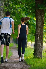 Image showing Young couple jogging