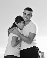 Image showing couple relaxing on balcony