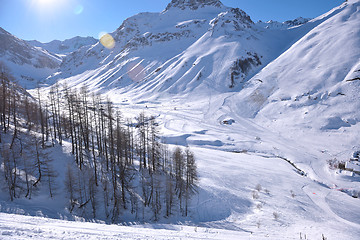 Image showing High mountains under snow in the winter