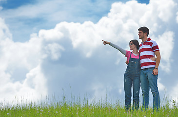 Image showing romantic young couple in love together outdoor