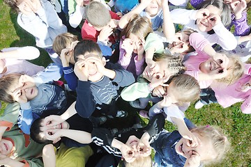 Image showing preschool  kids outdoor have fun